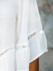 Eefje | Elegante Witte Strandjurk met Kanten Details