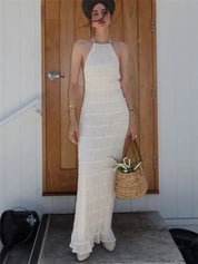 Dieka | Elegante Halter Maxi-Jurk met Open Rug