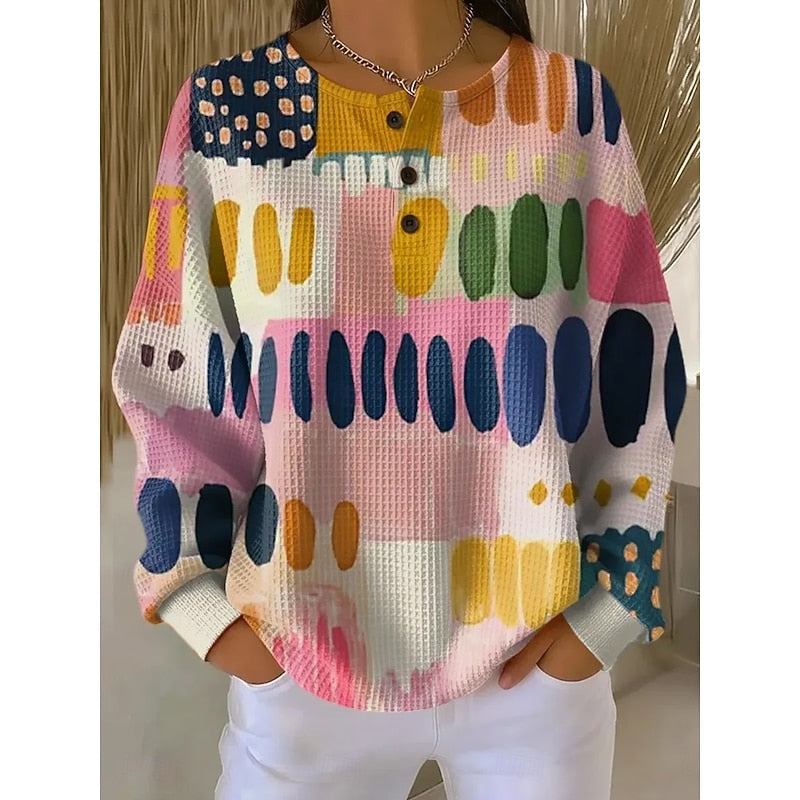 Melody | Sweatshirt met Knopenhalsprint