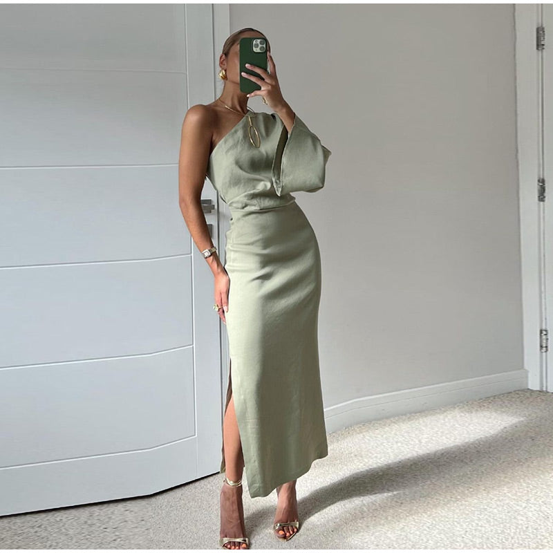 Sierra | Dames jurk met one-shoulder split