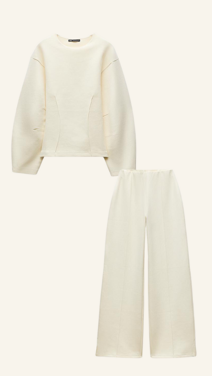 Marjolein | Dames set met trui wijde pijpen