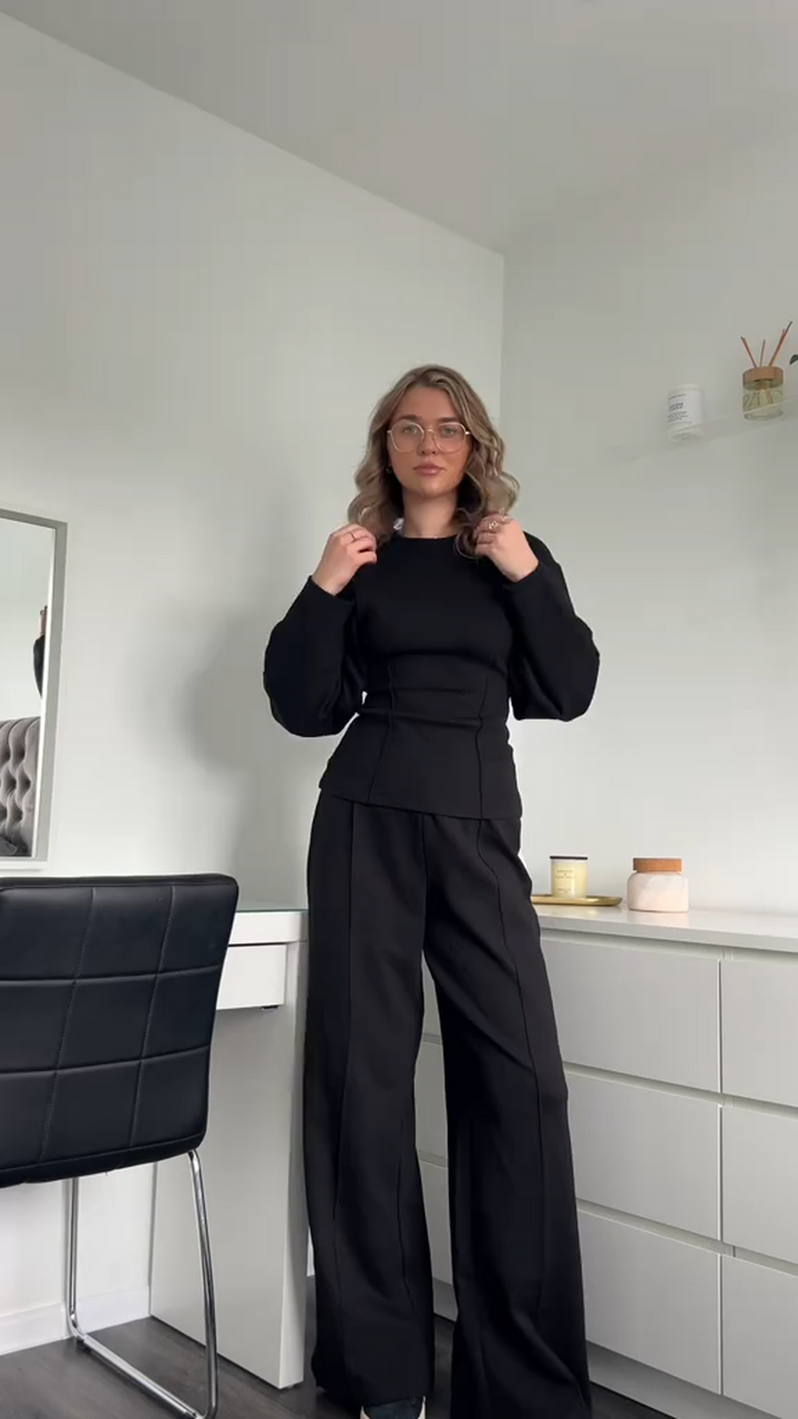 Marjolein | Dames set met trui wijde pijpen