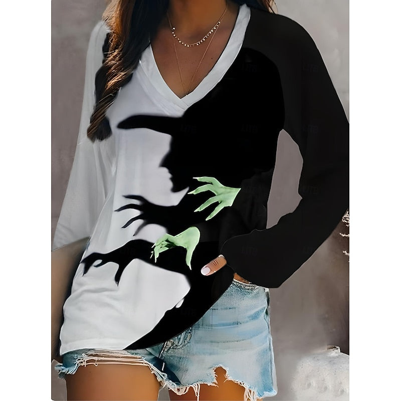 Odessa | Halloween Graphic V-Hals Top