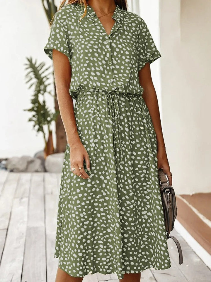 Skyla | Dames jurk midi bloemen knoopsluiting