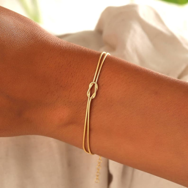Annalise | Dames armband met knoop verbinding dubbele band