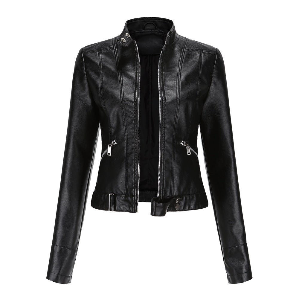 Rania | Hoge Hals Moderne Relaxed Leren Jas