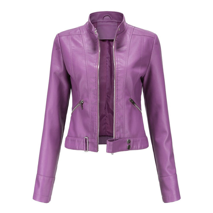 Rania | Hoge Hals Moderne Relaxed Leren Jas