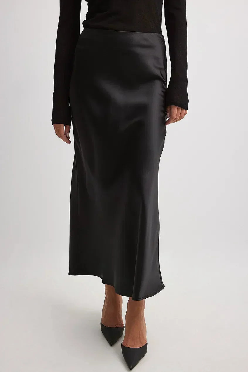 Eline | Dames midi rok hoge taille rechte pasvorm