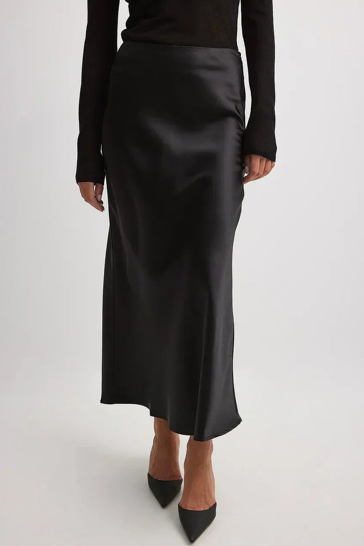 Eline | Dames midi rok hoge taille rechte pasvorm