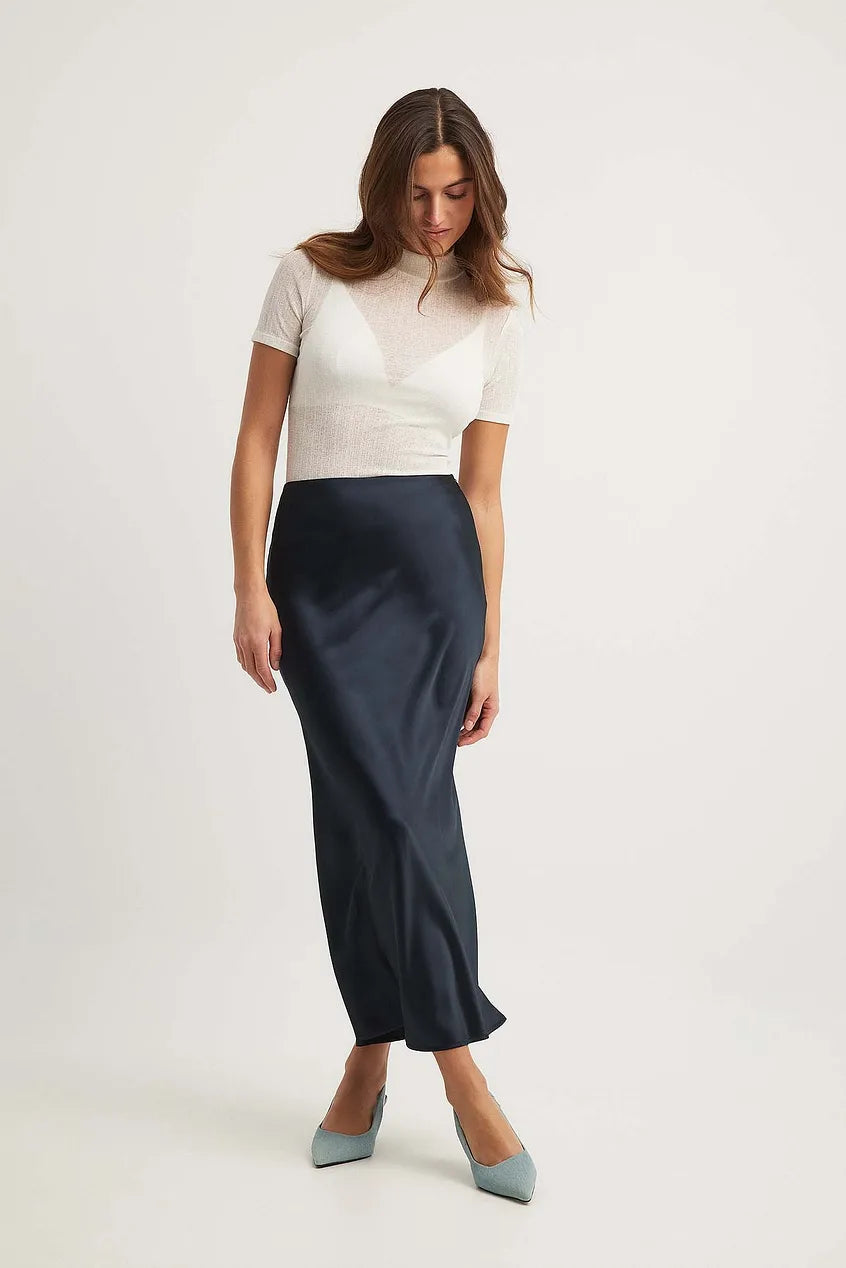 Eline | Dames midi rok hoge taille rechte pasvorm