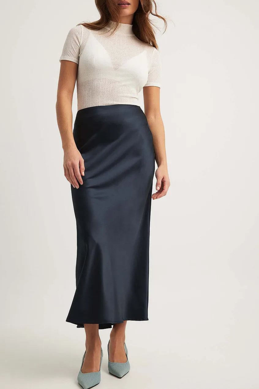 Evelia | Satijnen Maxi Rok A-Lijn voor Dames - Glanzend, Elegante en Lang