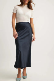 Evelia | Satijnen Maxi Rok A-Lijn voor Dames - Glanzend, Elegante en Lang