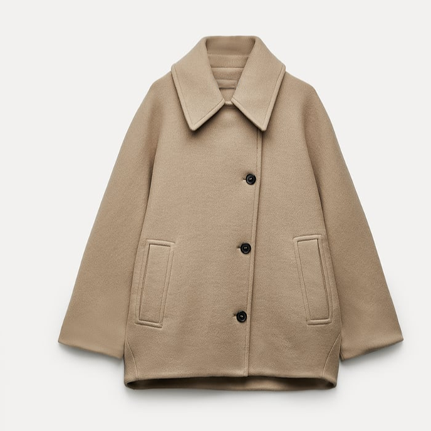 Lyla | Dames oversized mantel met knopen en reverskraag