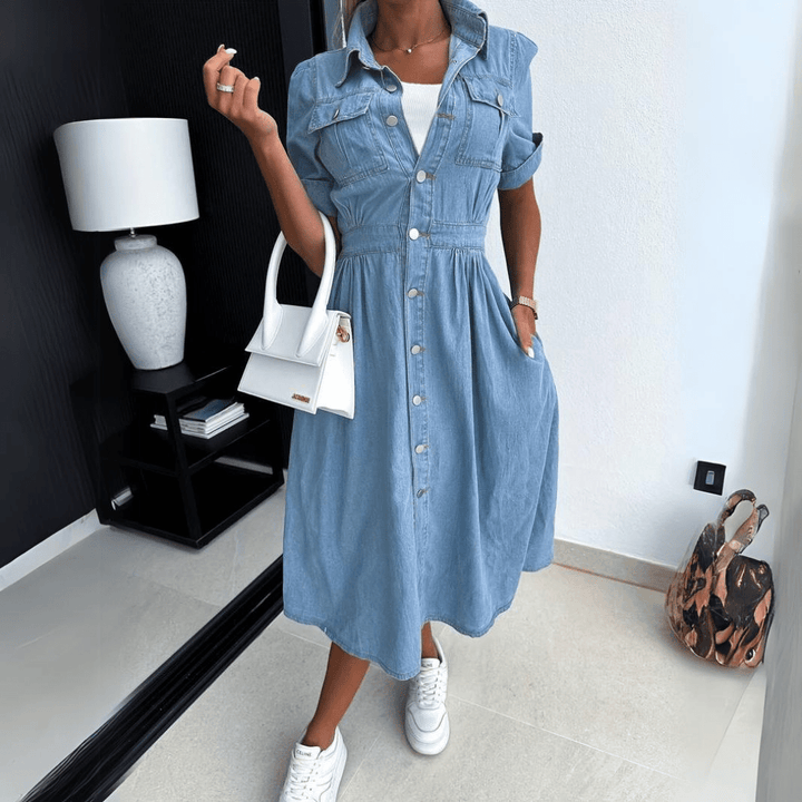 Emma | Women Jurk met Kraag Knopen Sluiting