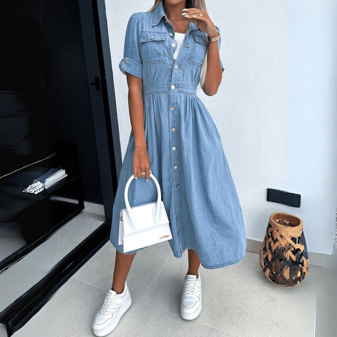 Emma | Women Jurk met Kraag Knopen Sluiting