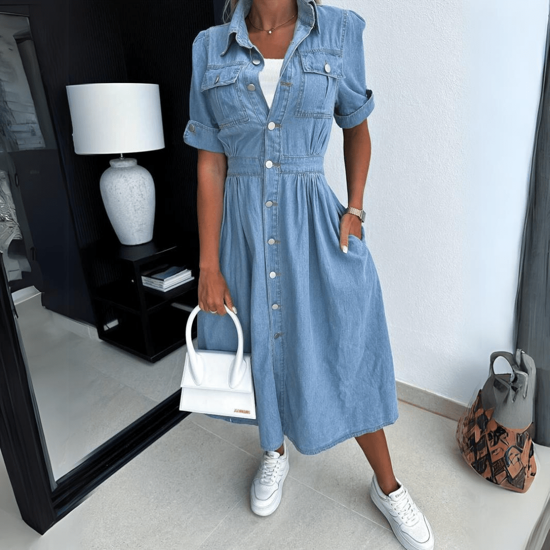 Emma | Women Jurk met Kraag Knopen Sluiting