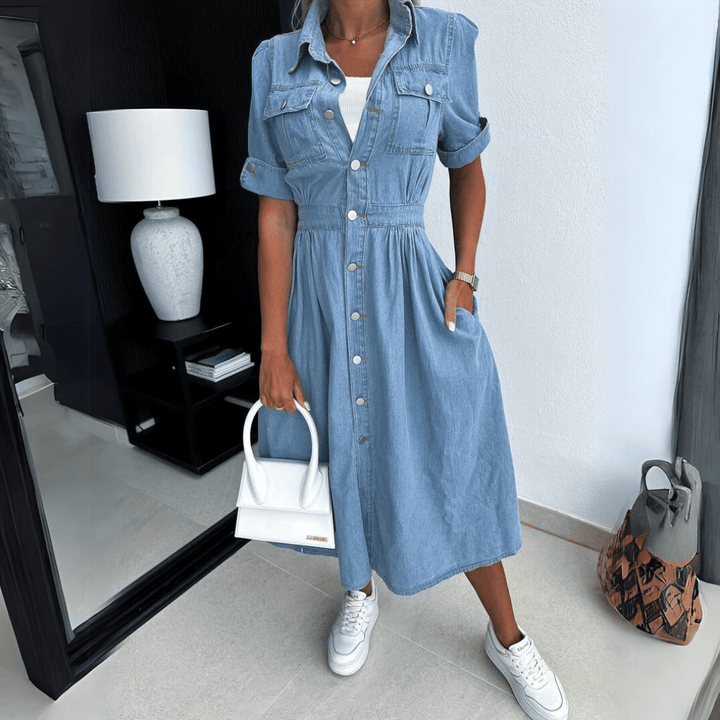 Emma | Women Jurk met Kraag Knopen Sluiting