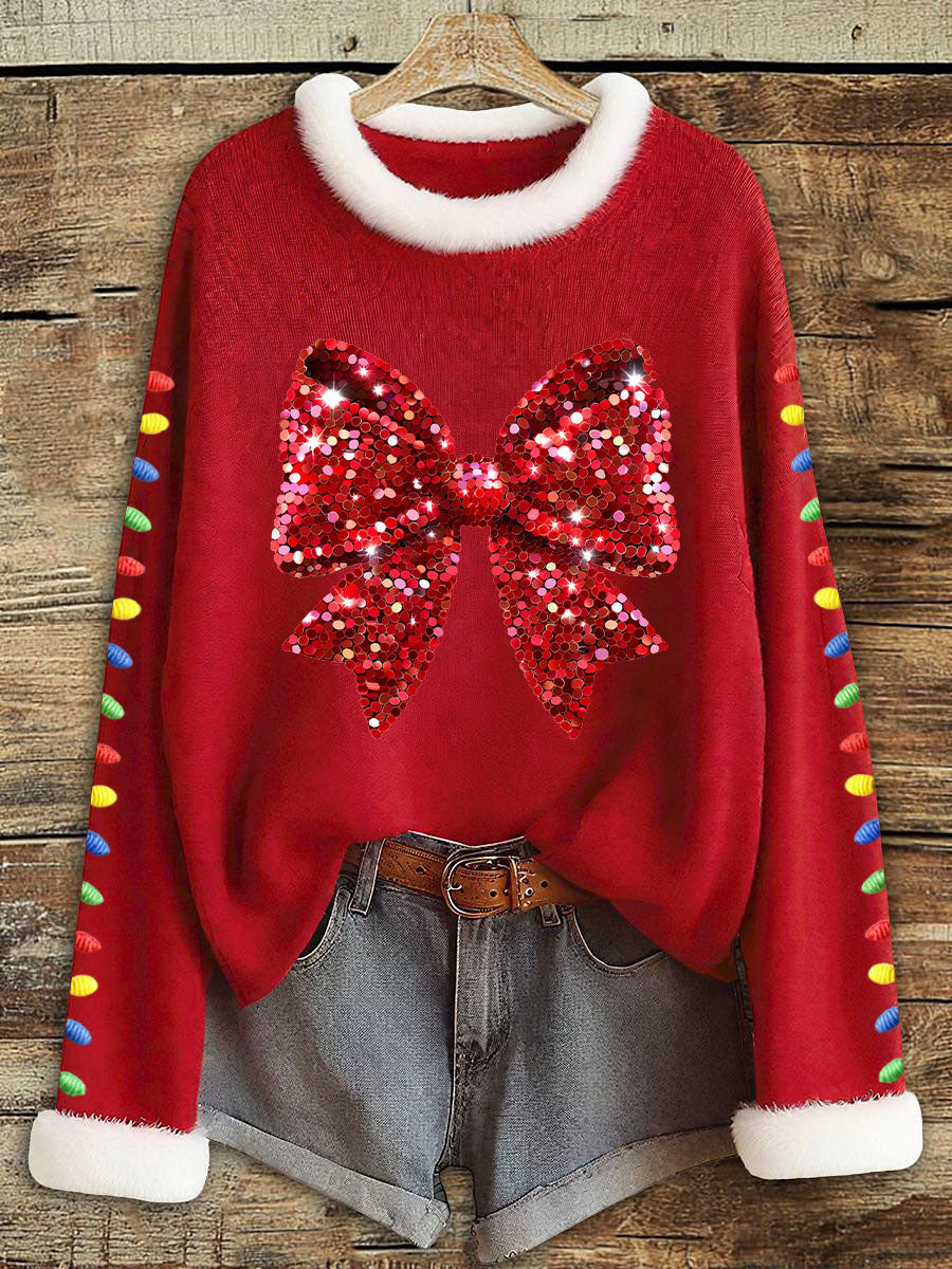 Dames Kerst Strik Decoratieve Licht Tops