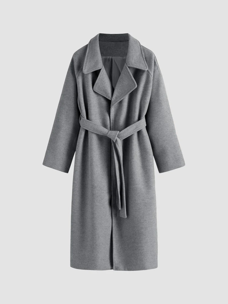 Dames Oversized Geknoopte Lange Jas