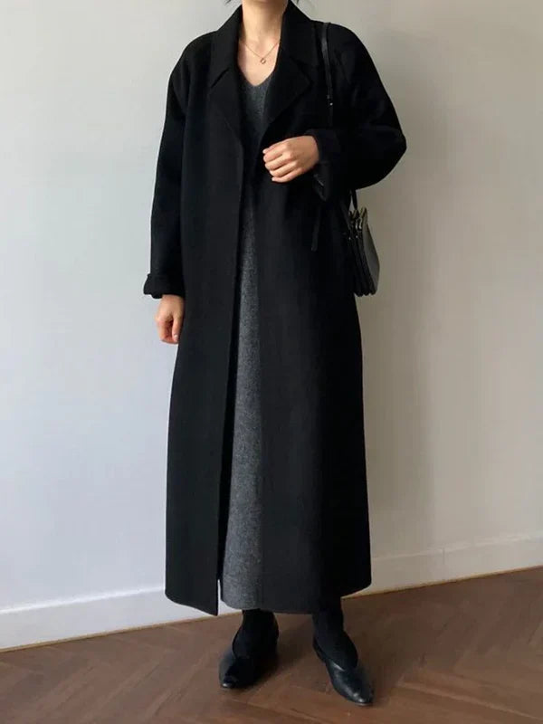 Dames Oversized Geknoopte Lange Jas