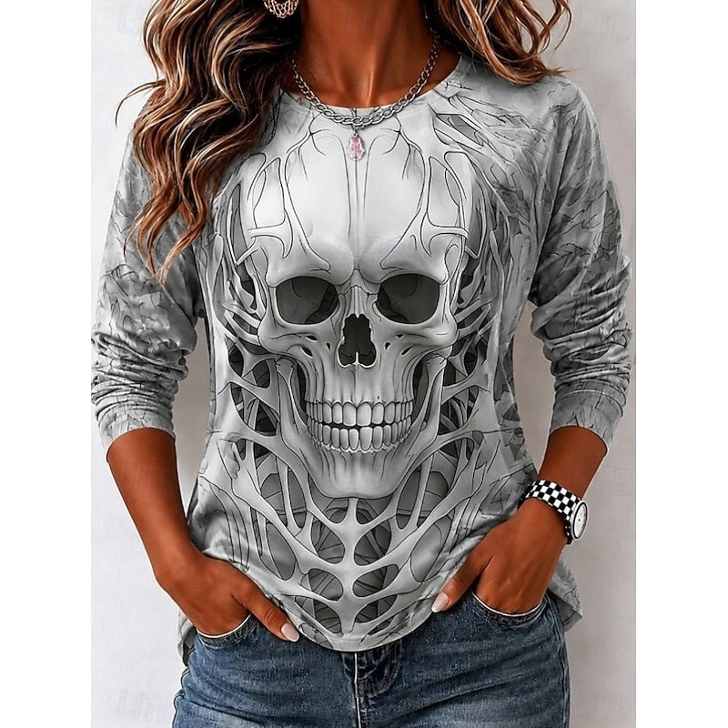 Selene | Halloween Skull Langsleeve Top