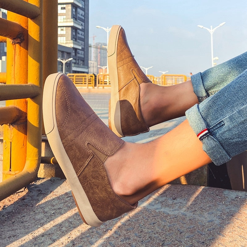 Heren Slip-On Leren Sneakers