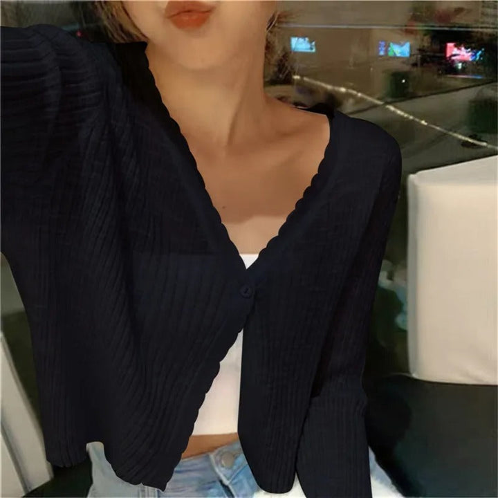 Dames Lichtgewicht Geribbelde Knit Button-Up Cardigan Trui