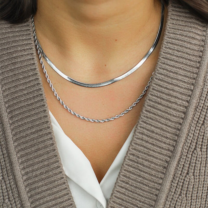 Valentina | Dames Ketting met gevlochten en roestvrij staal