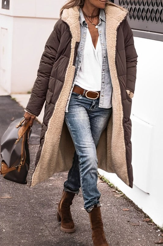 Chantal Mode | Dames Pluche Sherpa Puffer Jas