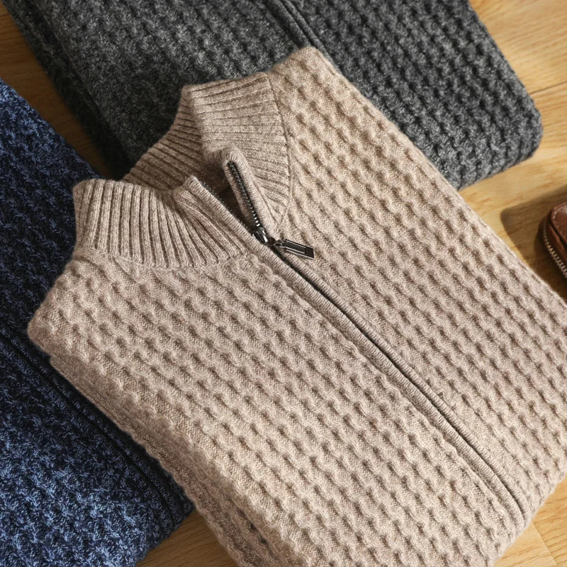 Chantal Mode | Heren Textured Waffle Knit Cardigan