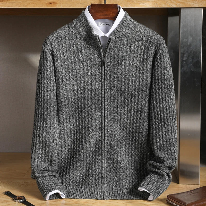 Chantal Mode | Heren Textured Waffle Knit Cardigan