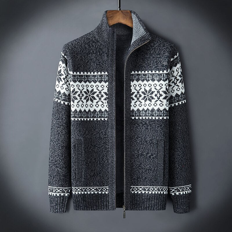 Chantal Mode | Heren Fleece-Voering Nordic Sweater met Rits