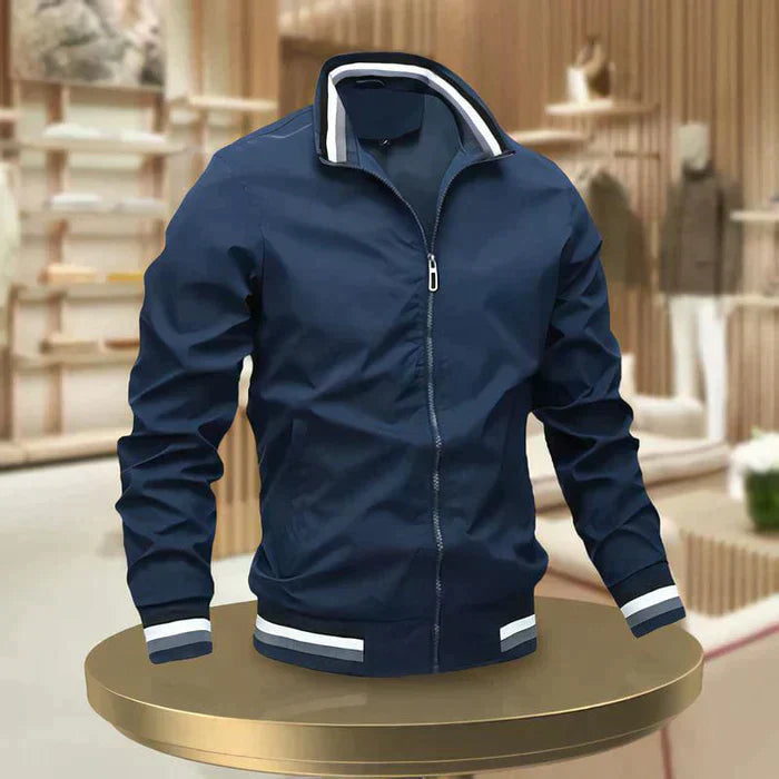 Chantal Mode | Heren Gestreepte Manchetten Lichtgewicht Bomber