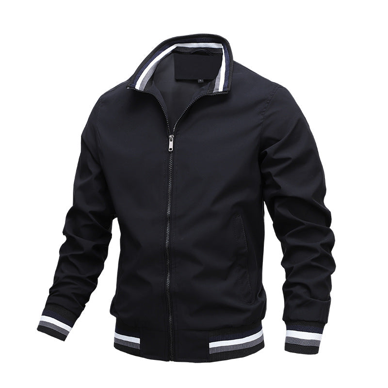 Chantal Mode | Heren Gestreepte Manchetten Lichtgewicht Bomber