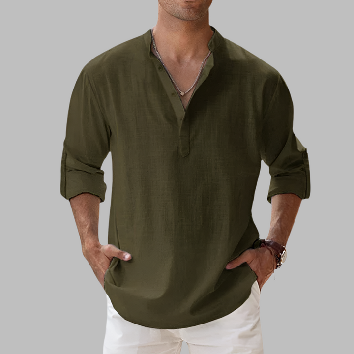 Lichte Katoenmix Henley Shirt