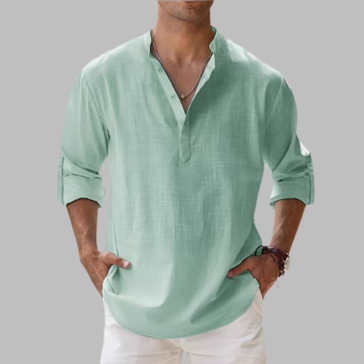 Lichte Katoenmix Henley Shirt