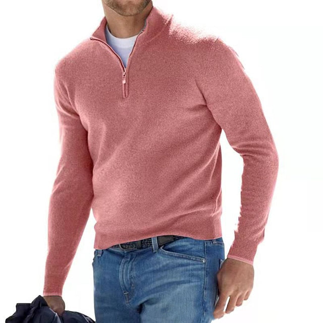 Heren Mock Neck Zip Sweater