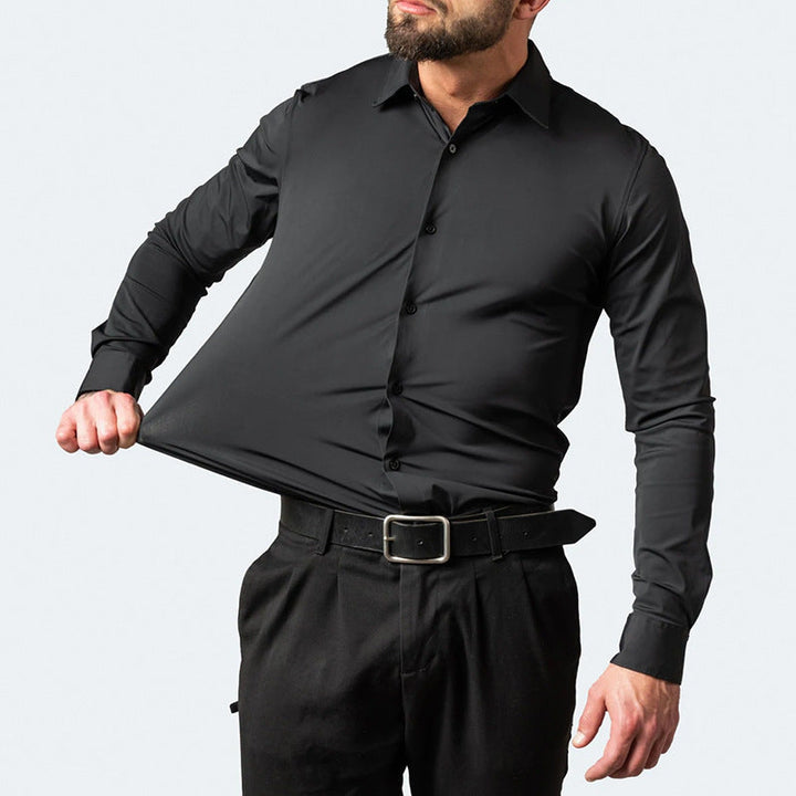 Heren Stretch Overhemd met Knopen - Comfortabel & Kreukvrij