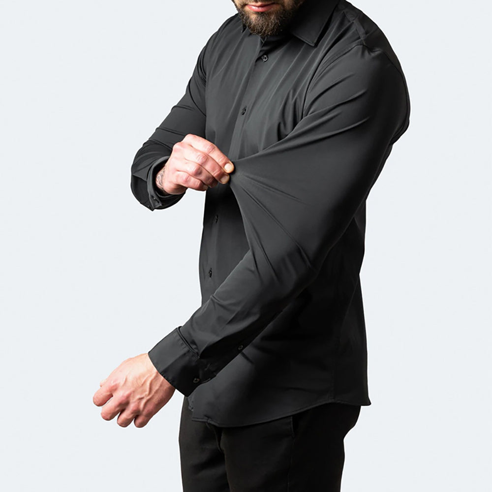 Heren Stretch Overhemd met Knopen - Comfortabel & Kreukvrij