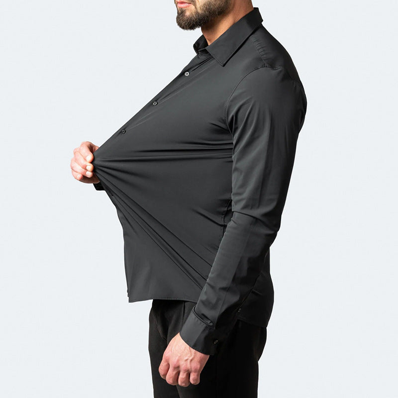 Heren Stretch Overhemd met Knopen - Comfortabel & Kreukvrij