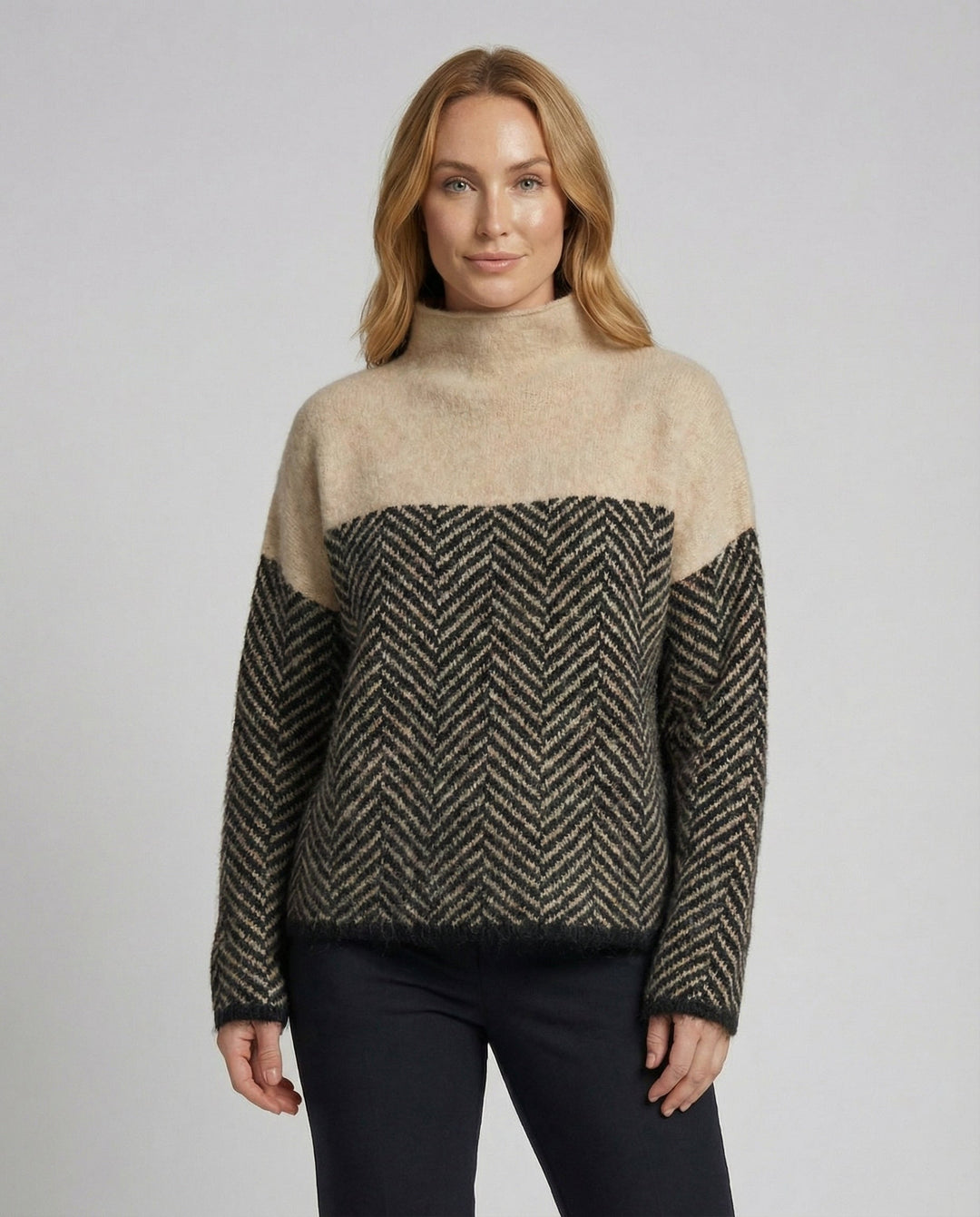 Chantal Mode | Dames Mock Neck Gebreide Pullover Trui