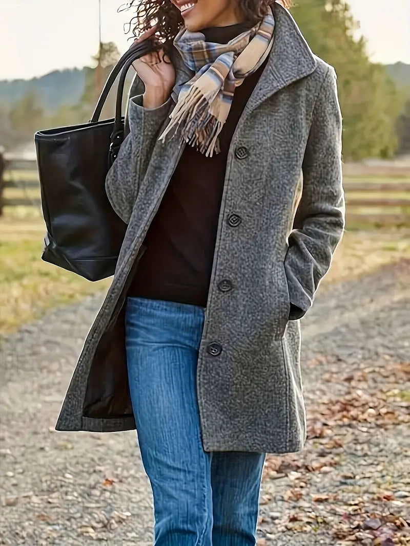 Chantal Mode | Dames Button-Front Lape kraag Bovenkleding