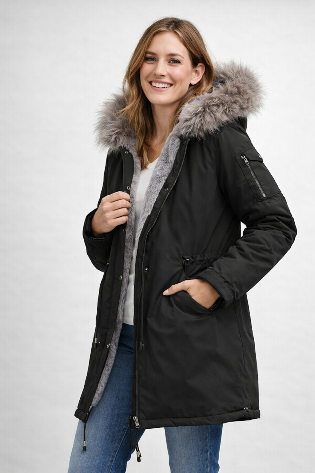Chantal Mode | Gezellige Gewatteerde Parka met Neppelzen Trim