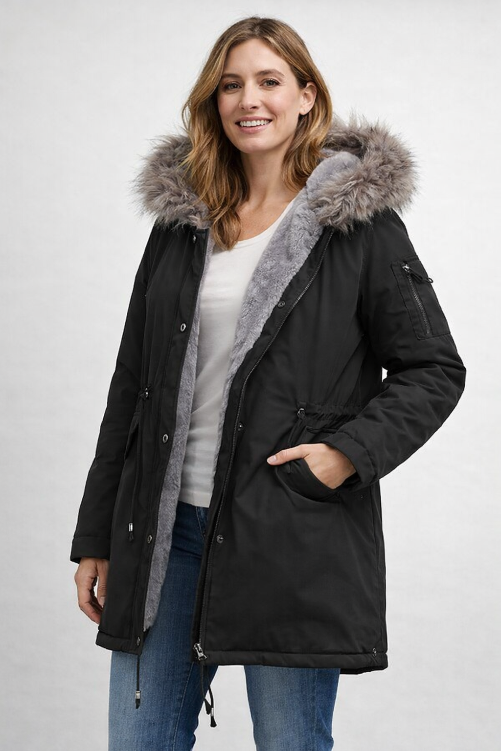 Chantal Mode | Gezellige Gewatteerde Parka met Neppelzen Trim