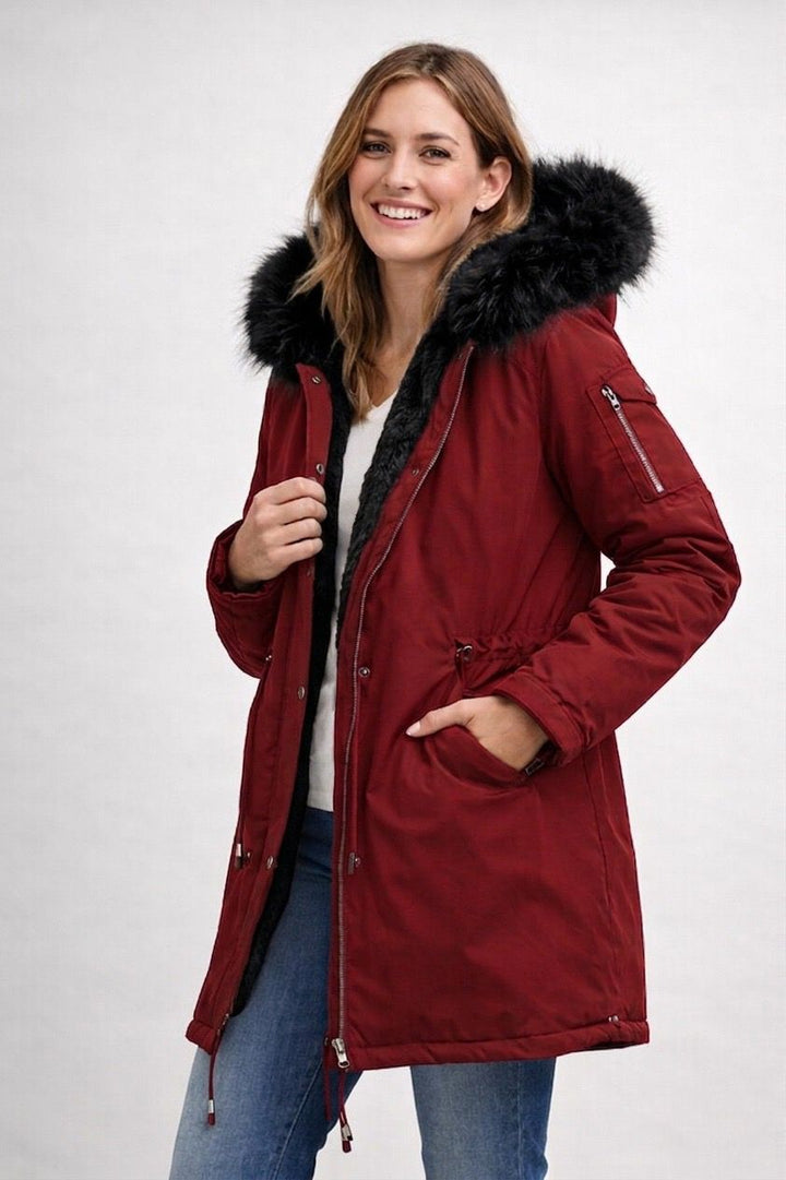 Chantal Mode | Gezellige Gewatteerde Parka met Neppelzen Trim