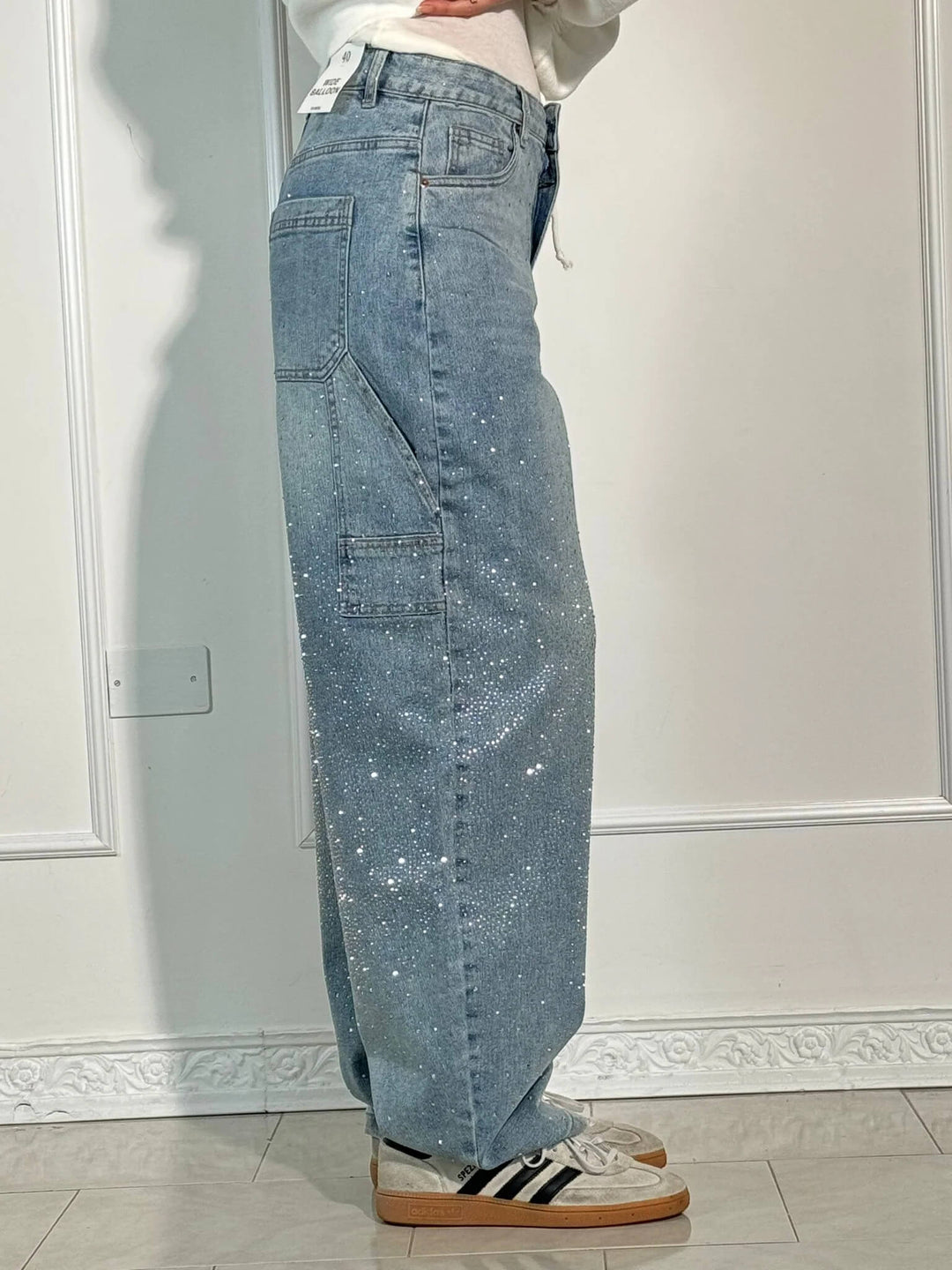 Chantal Mode | Sprankelende Strass Brede Pijpen Jeans