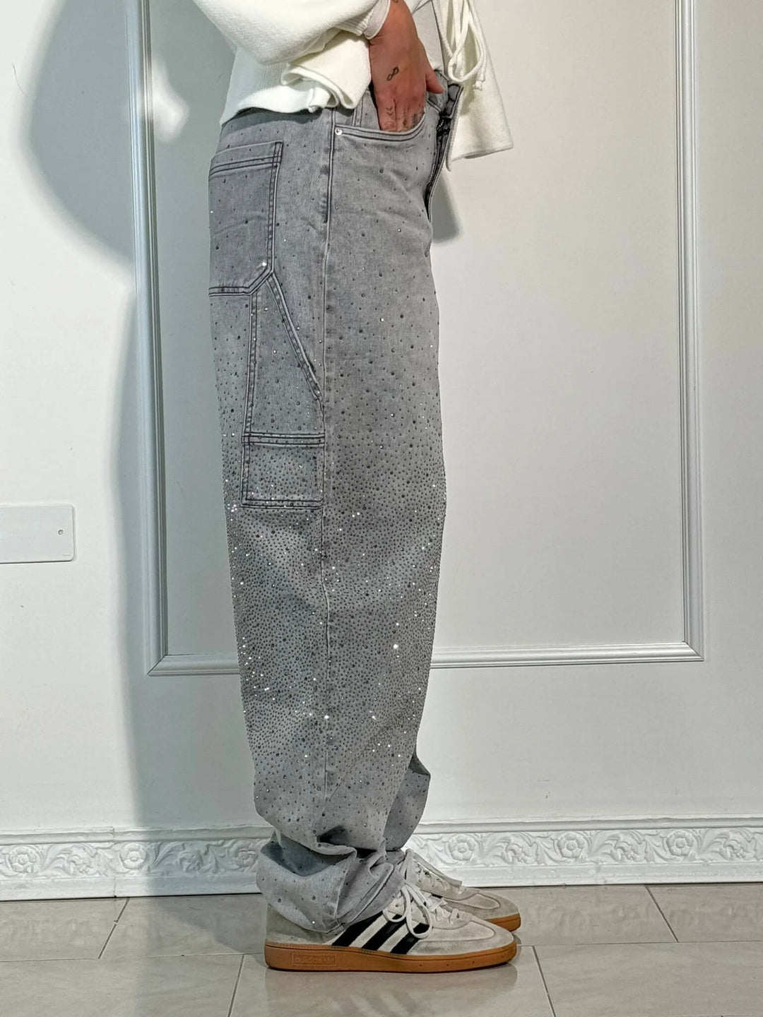 Chantal Mode | Sprankelende Strass Brede Pijpen Jeans