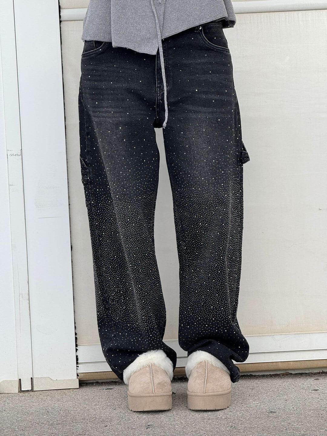 Chantal Mode | Sprankelende Strass Brede Pijpen Jeans