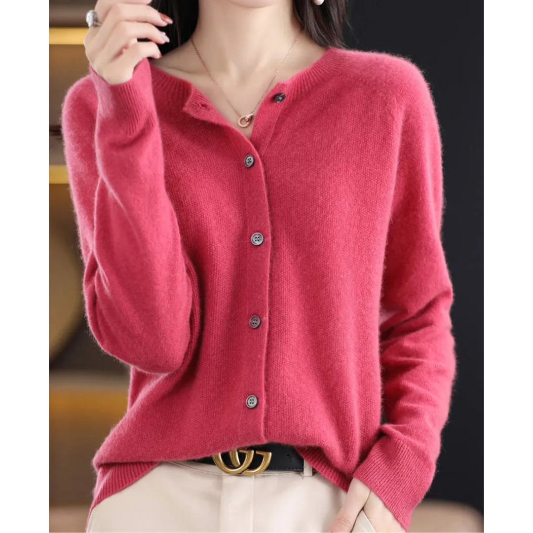Chantal Mode | Dames Zachte Gebreide Knopen Cardigan