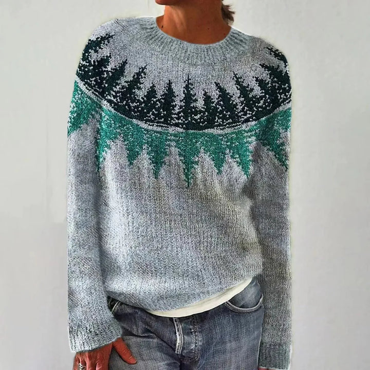 Dames Casual Acryl Trui met Bootnek en Noordse Yoke